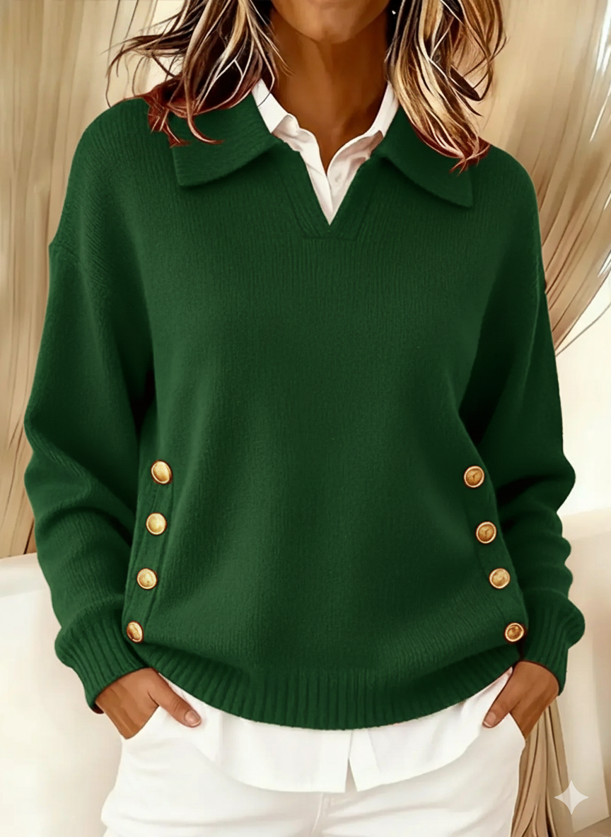 Valentine - Pull à Col Polo et Boutons