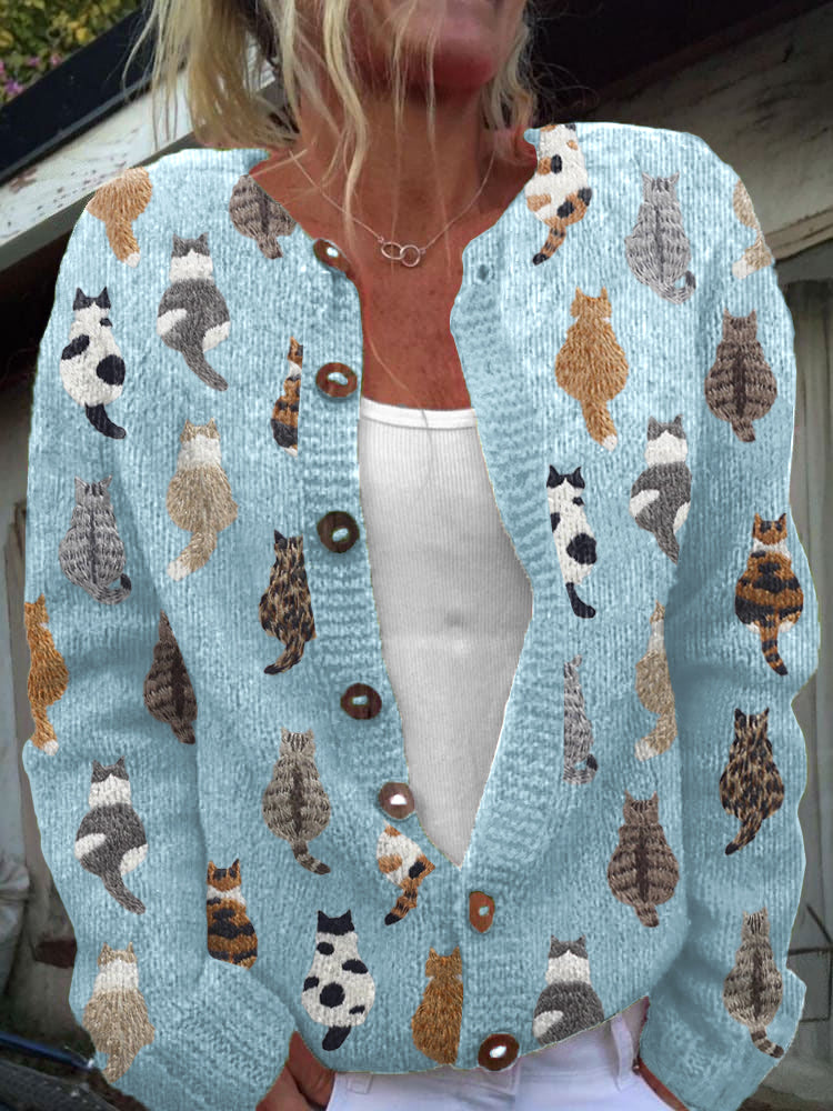 Charlotte | Cardigan Douillet Imprimé Chat