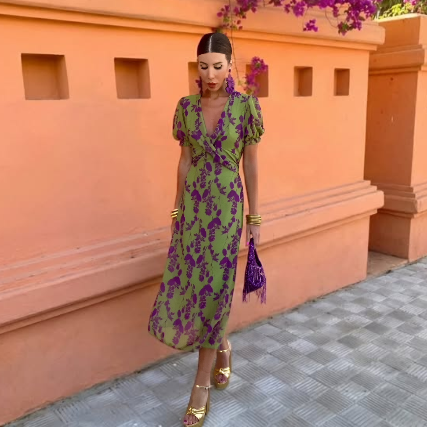 Robe Longue Fleurie Verte Manon