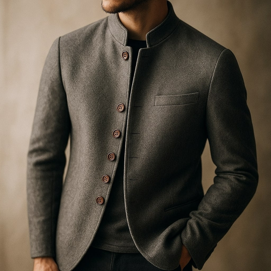 VESTE EN LAINE AVEC COL DROIT