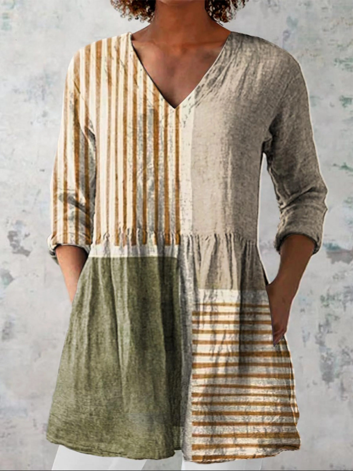 Blouse Longue Col V Imprimée Amélie