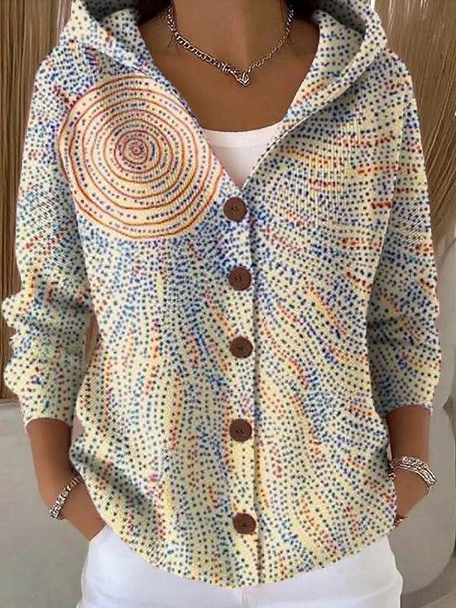Colombe - Gilet en Maille Imprimé à Capuche