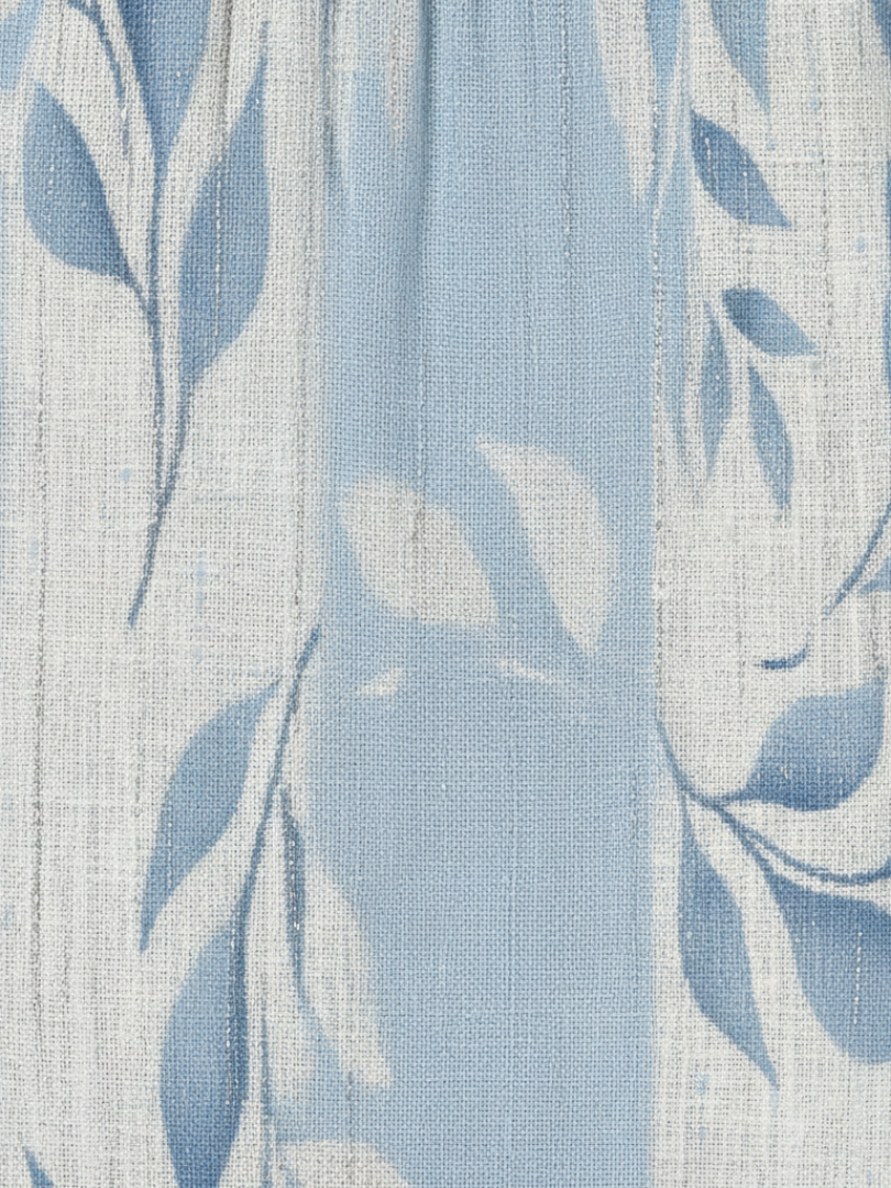 Robe Midi Bleu à Motif Feuille Solene