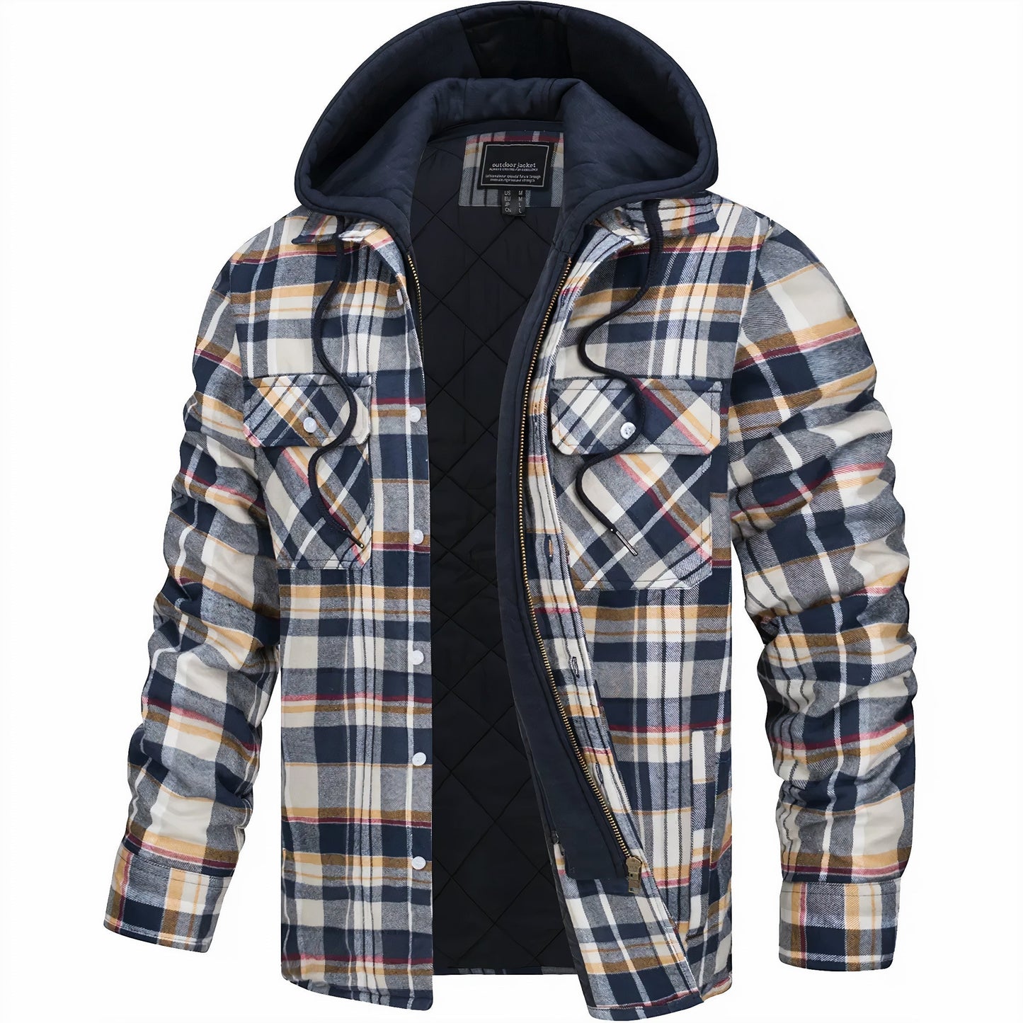 VESTE À CARREAUX AVEC CAPUCHE