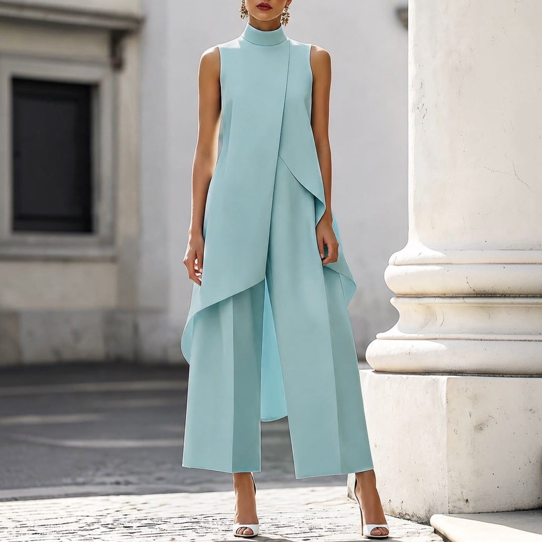 Valentina | Combinaison Chic à Col Montant et Haut Drapé