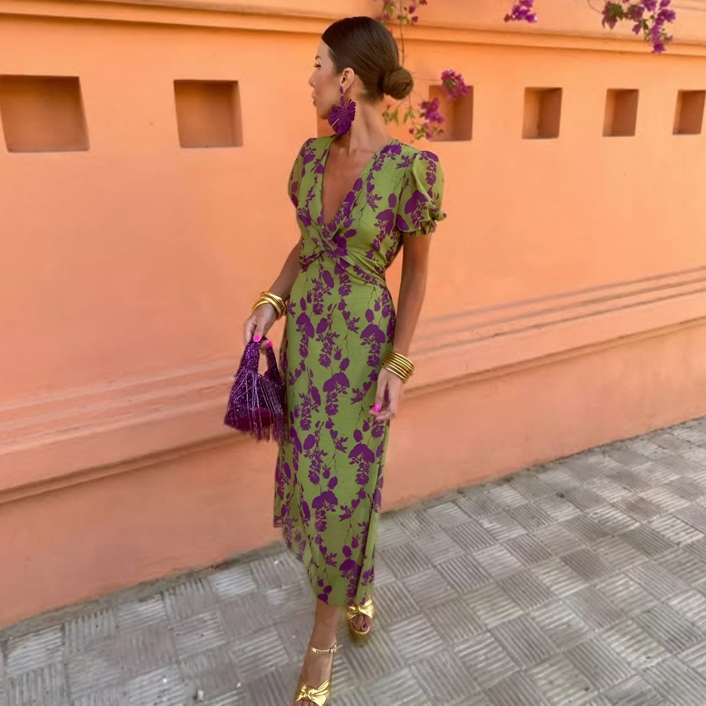 Robe Longue Fleurie Verte Manon
