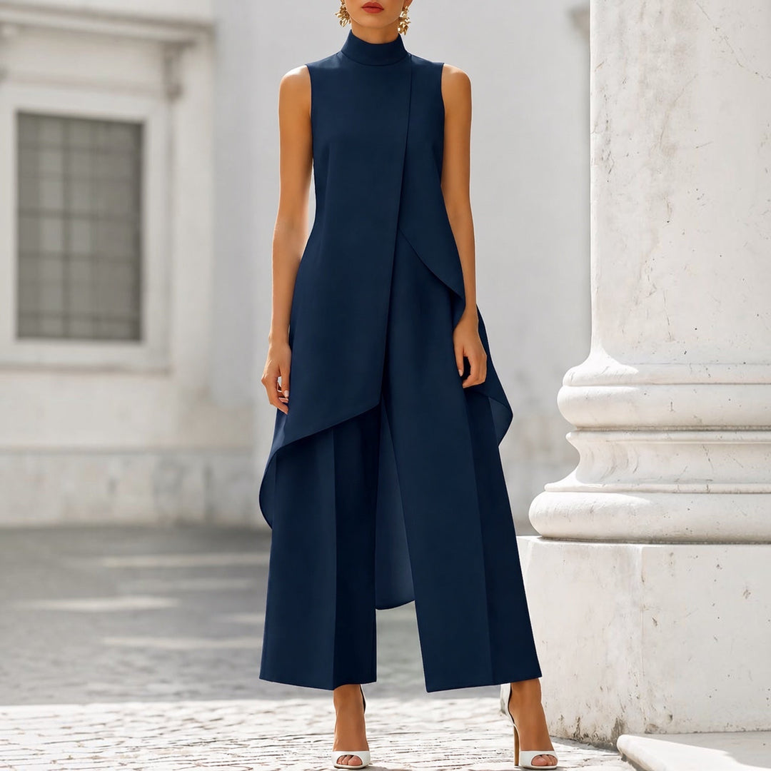 Valentina | Combinaison Chic à Col Montant et Haut Drapé