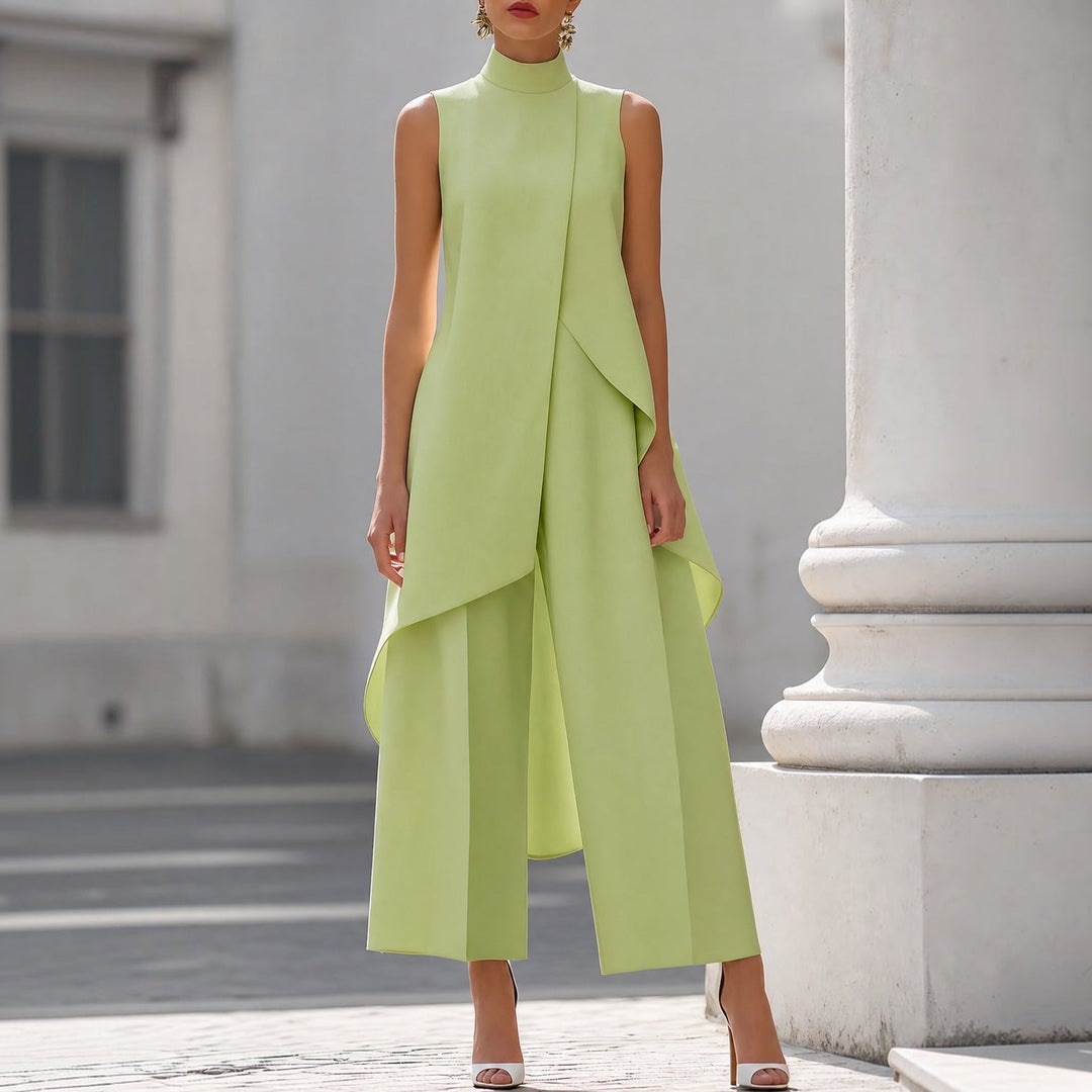 Valentina | Combinaison Chic à Col Montant et Haut Drapé