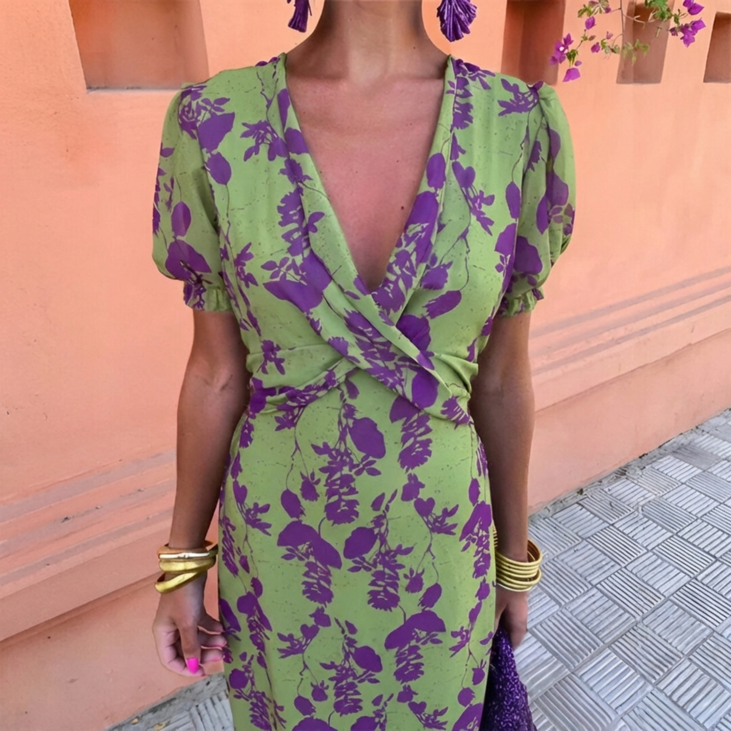 Robe Longue Fleurie Verte Manon