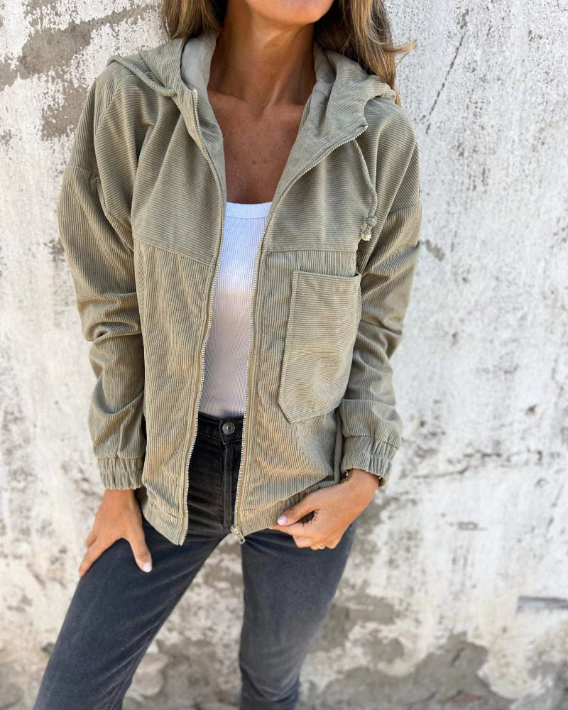 Veste décontractée en velours côtelé pour femme