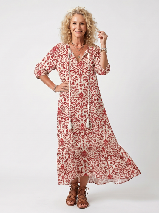 Robe Midi Bohème à Pompons Lucie