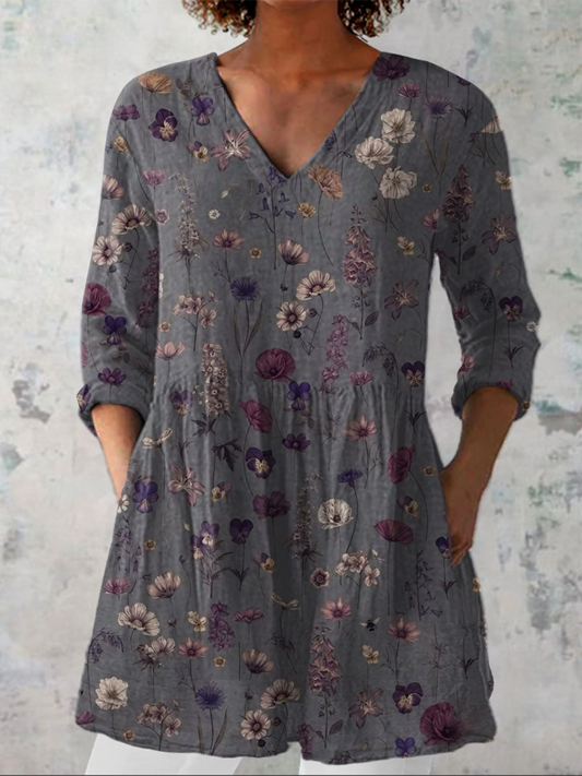 Blouse Longue Col V Manches Longues Mathilde