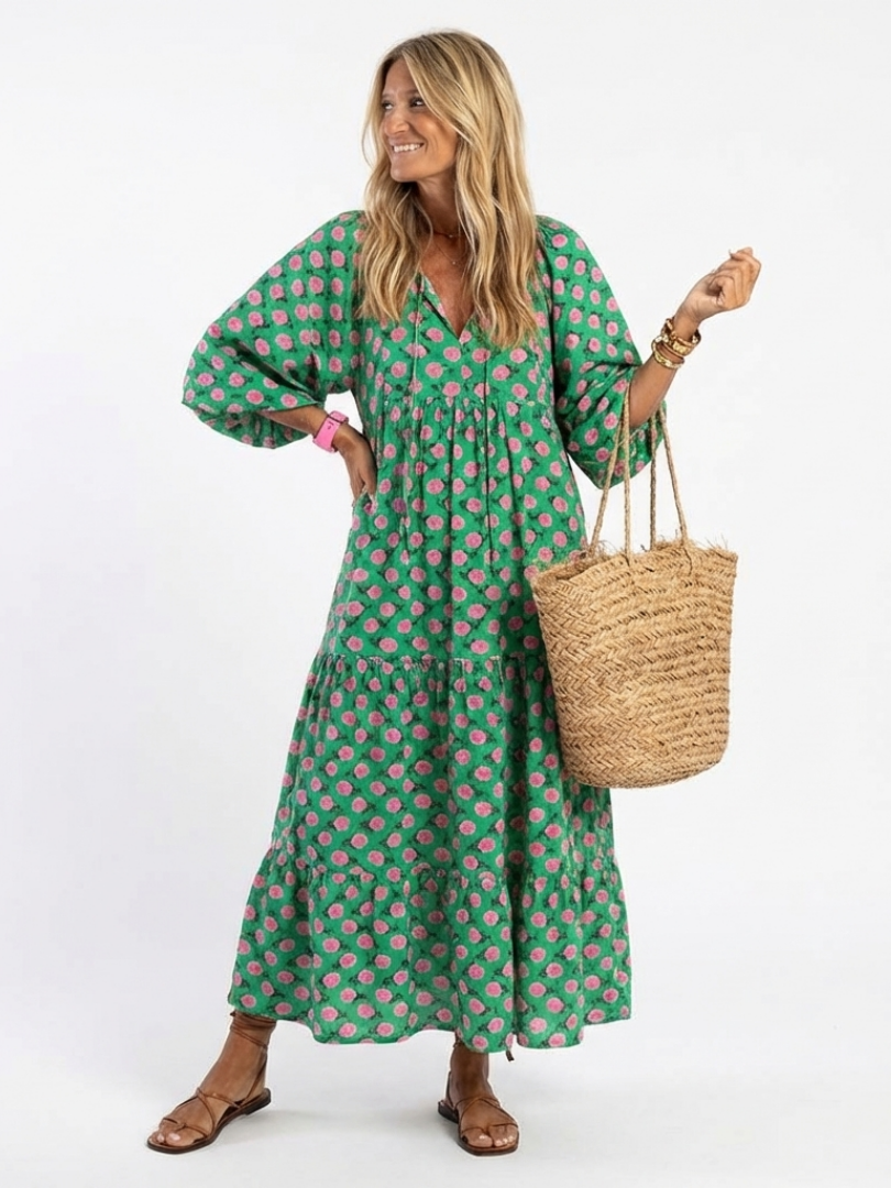 Robe Midi Fleurie à Volants Camille