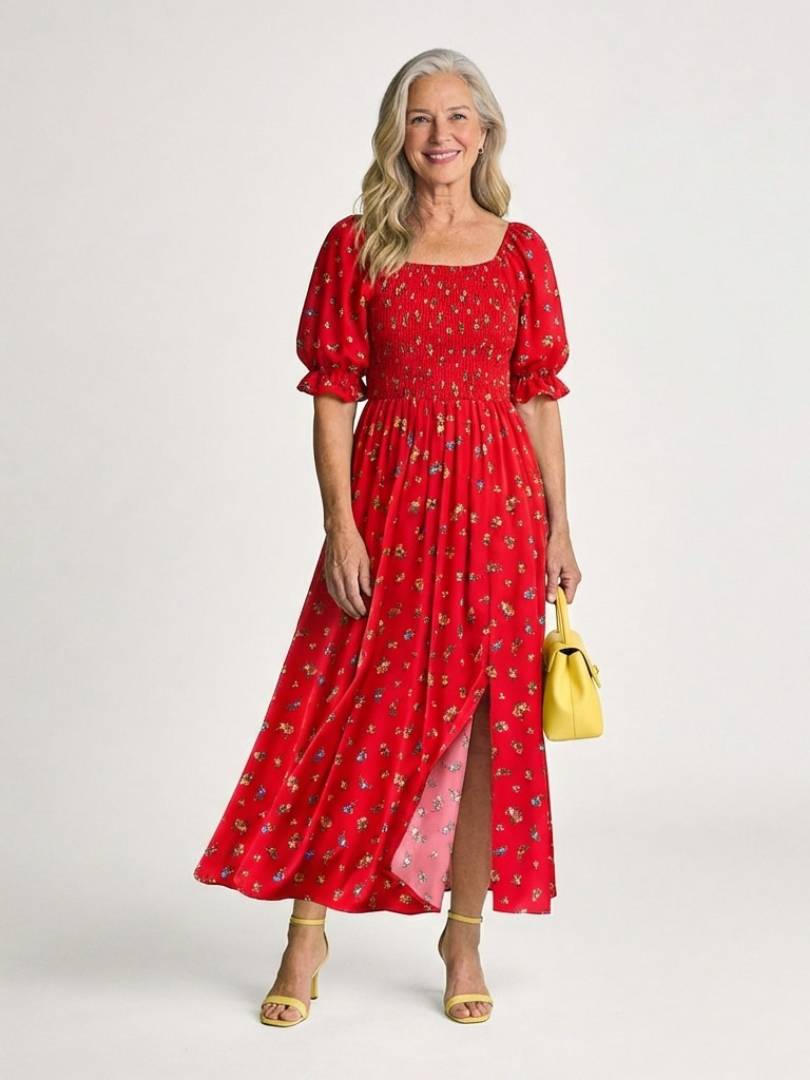 Claire Marceaux | Robe Midi à Manches Bouffantes Delphine