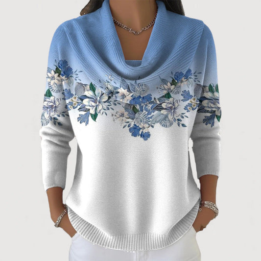 Aube - Pull Fleuri à Col Roulé