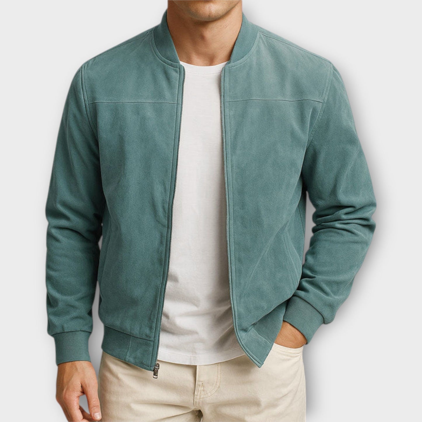 VESTE BOMBER EN CUIR SUEDE HOMME