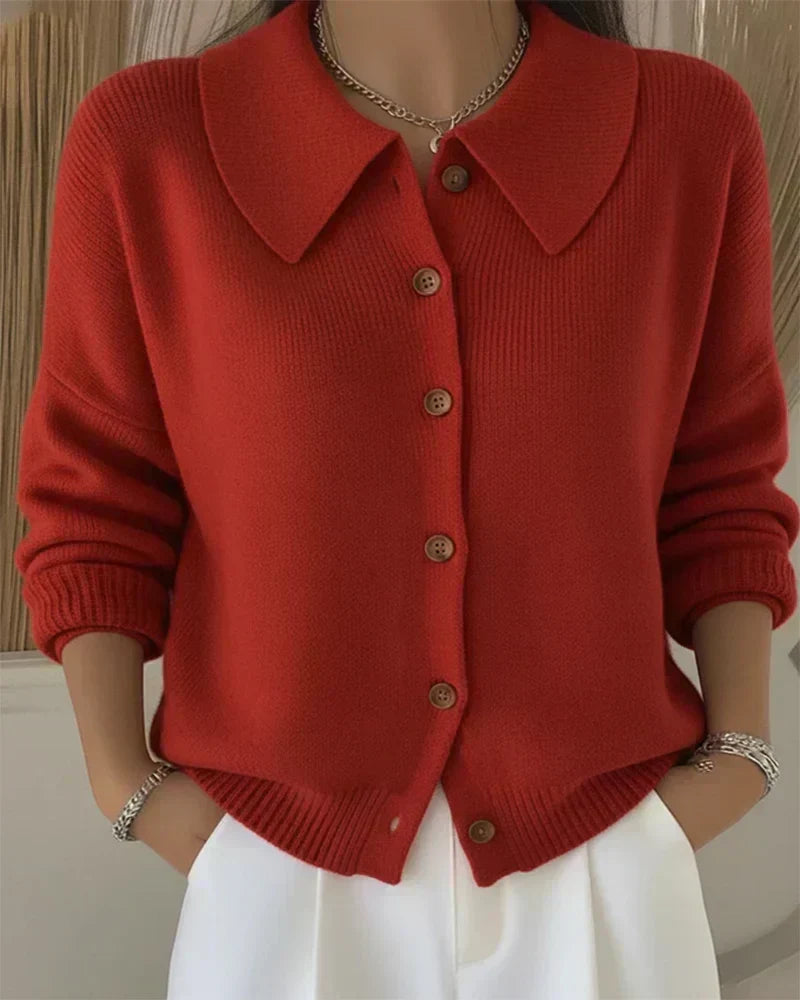 Estelle - Gilet en Maille à Col Chemise