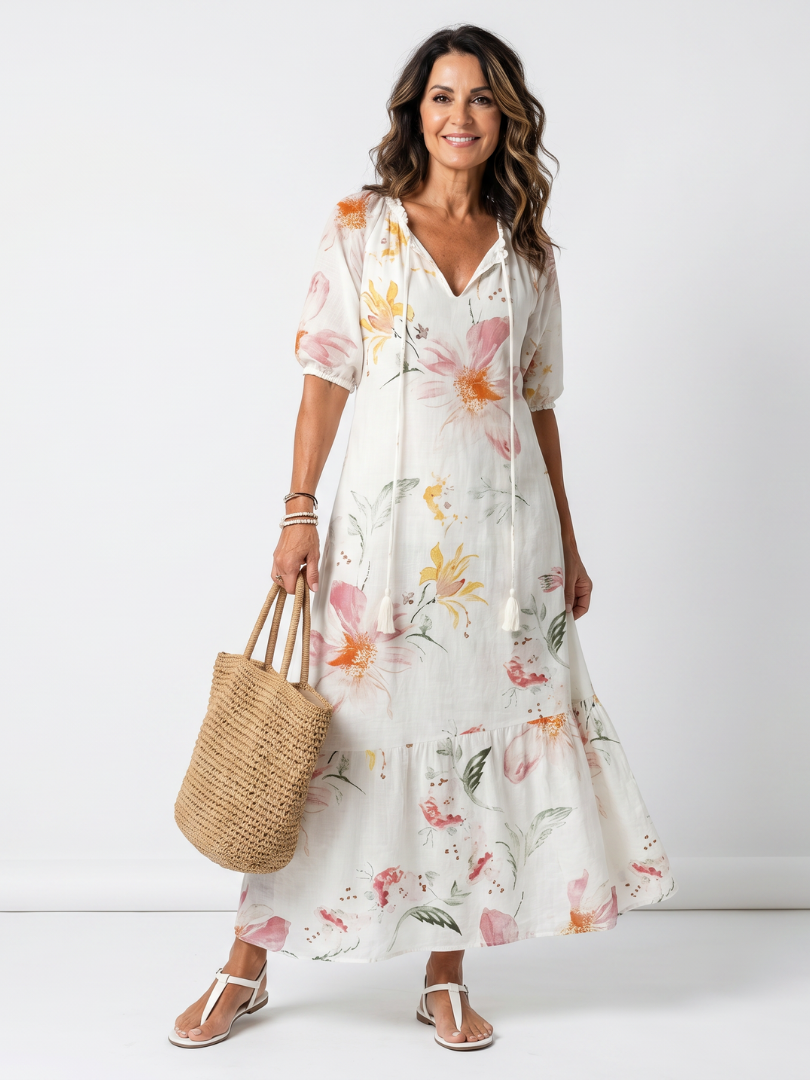 Robe Midi Fleurie à Volants Pauline