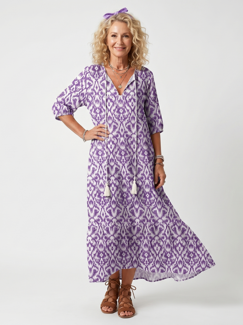 Robe Midi Imprimée à Pompons Brigitte