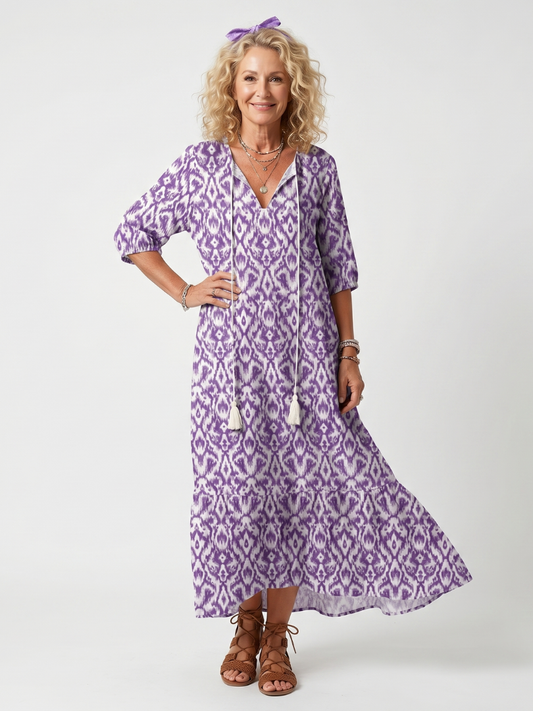 Robe Midi Imprimée à Pompons Brigitte