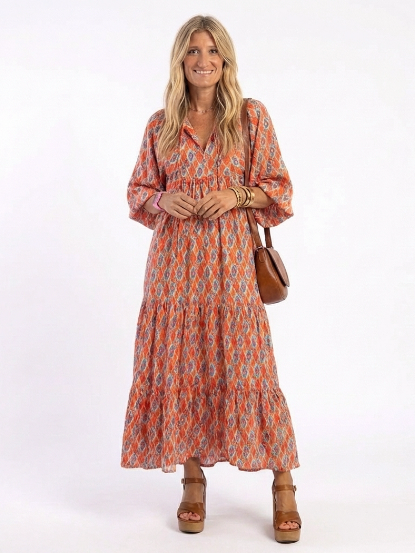 Robe Midi à Imprimé Géométrique Amara