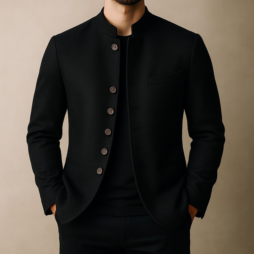 VESTE EN LAINE AVEC COL DROIT