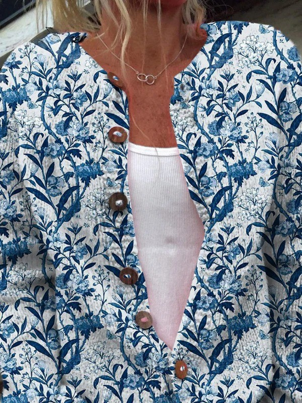 Adeline | Cardigan Boutonné Fleuri Vintage