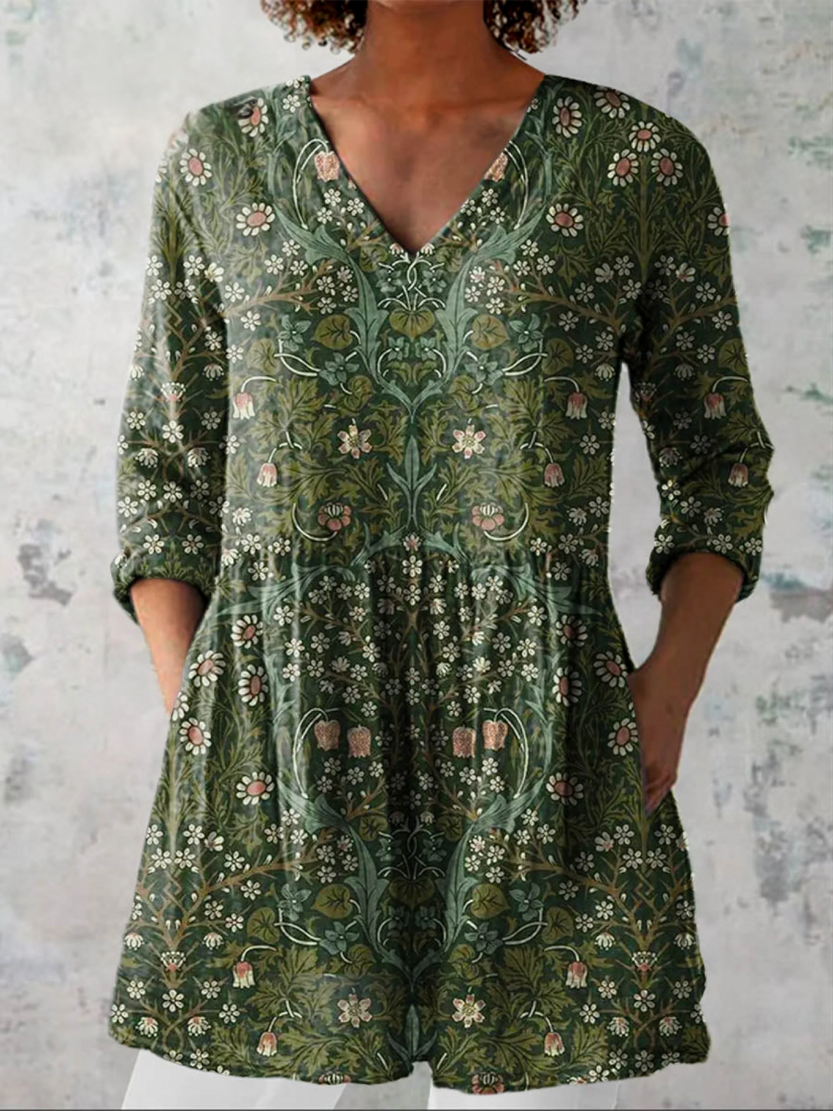 Blouse Longue Fluide Col en V Margot