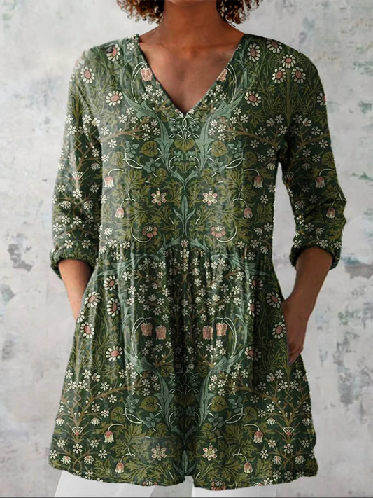 Blouse Longue Fluide Col en V Margot