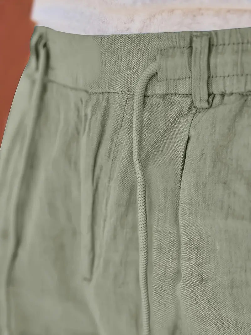 PANTALONS LARGES EN LIN AVEC CORDON