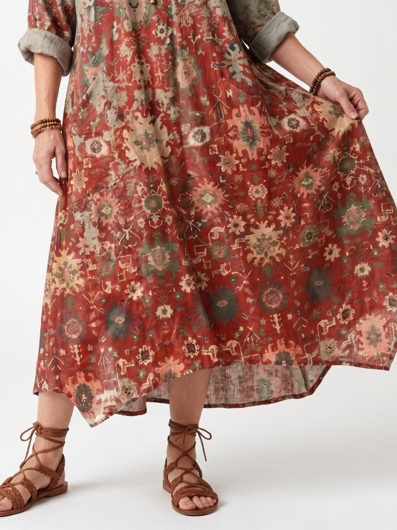 Robe Midi Imprimée à Poches Sylvie