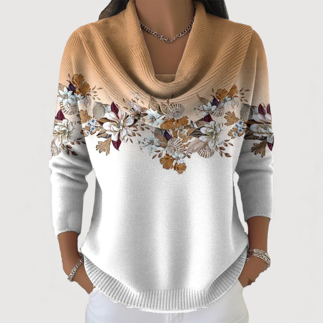 Aube - Pull Fleuri à Col Roulé
