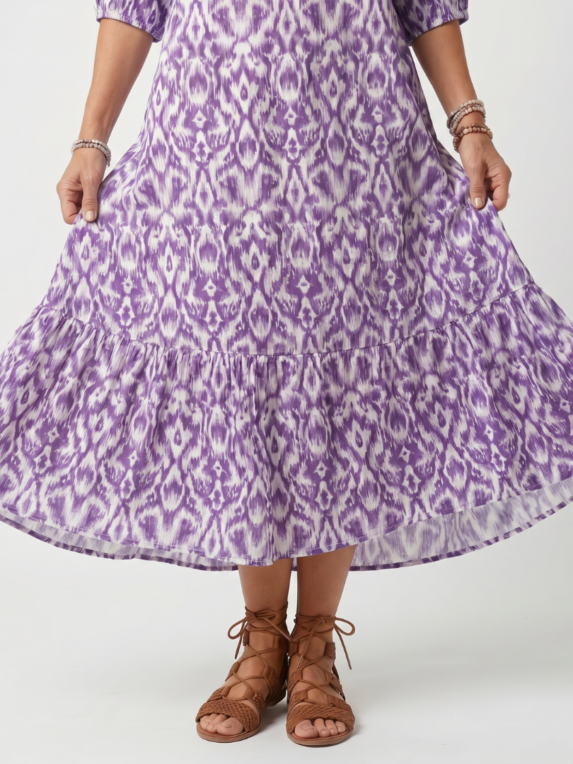Robe Midi Imprimée à Pompons Brigitte
