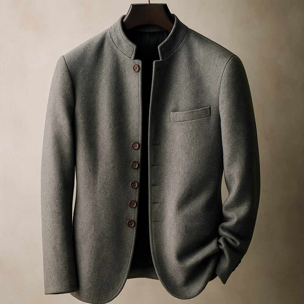 VESTE EN LAINE AVEC COL DROIT