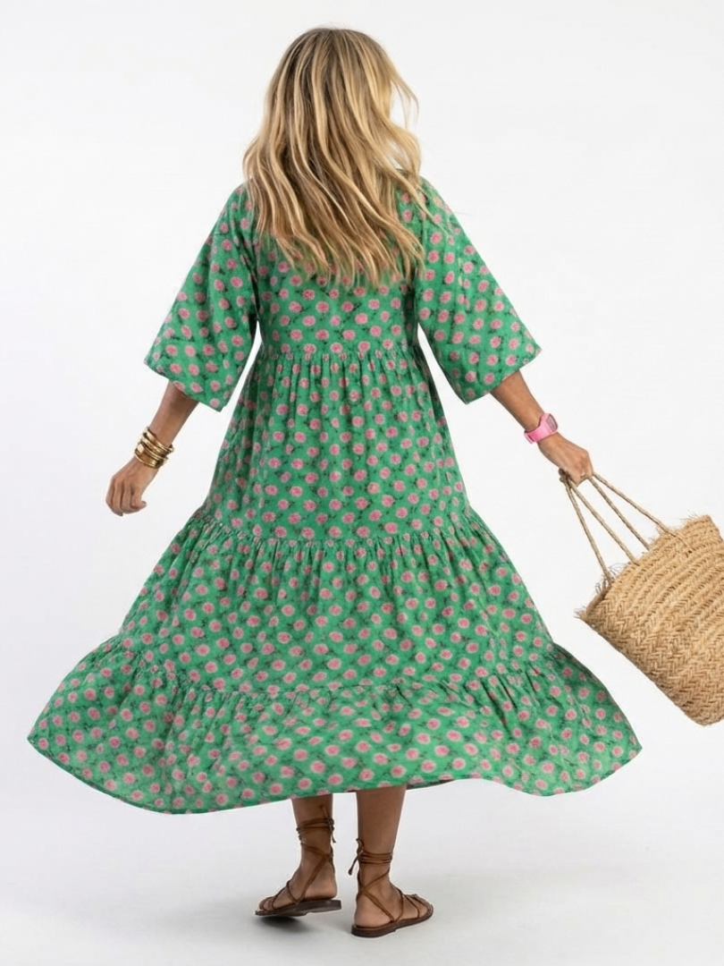 Robe Midi Fleurie à Volants Camille
