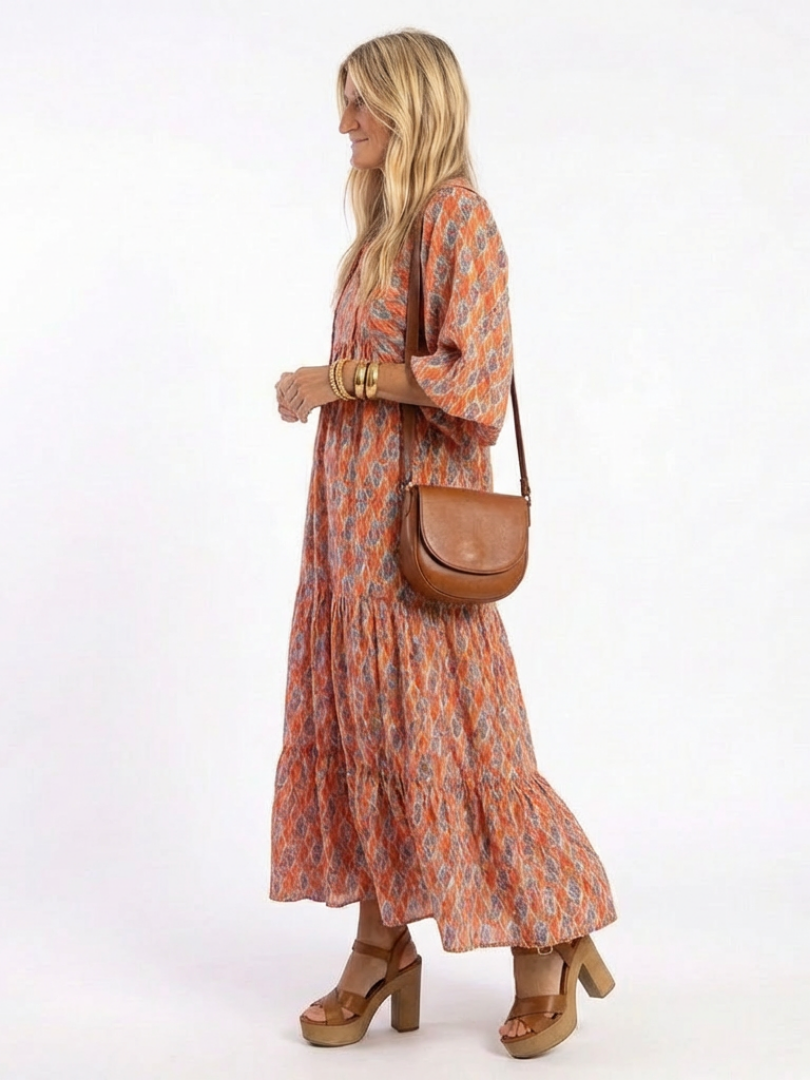 Robe Midi à Imprimé Géométrique Amara