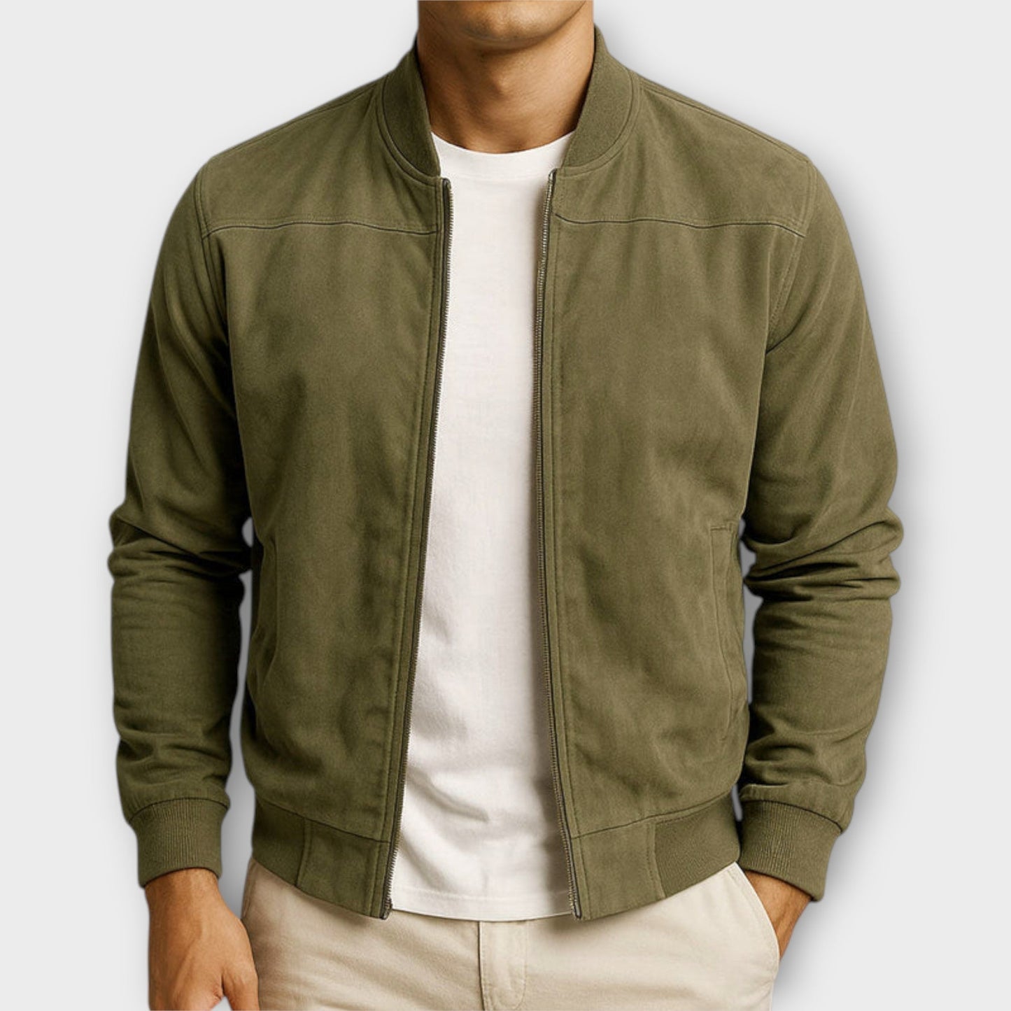 VESTE BOMBER EN CUIR SUEDE HOMME