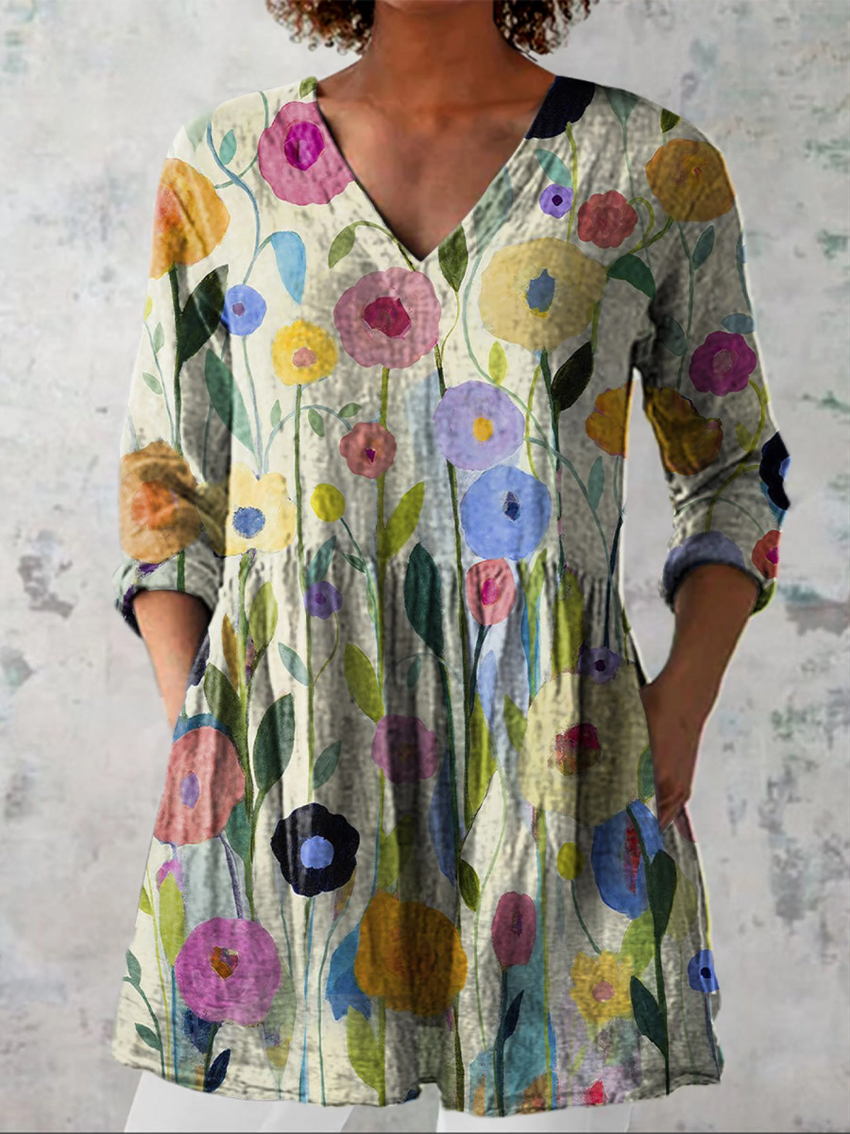 Blouse Longue Décolleté V Vaporeuse Florence