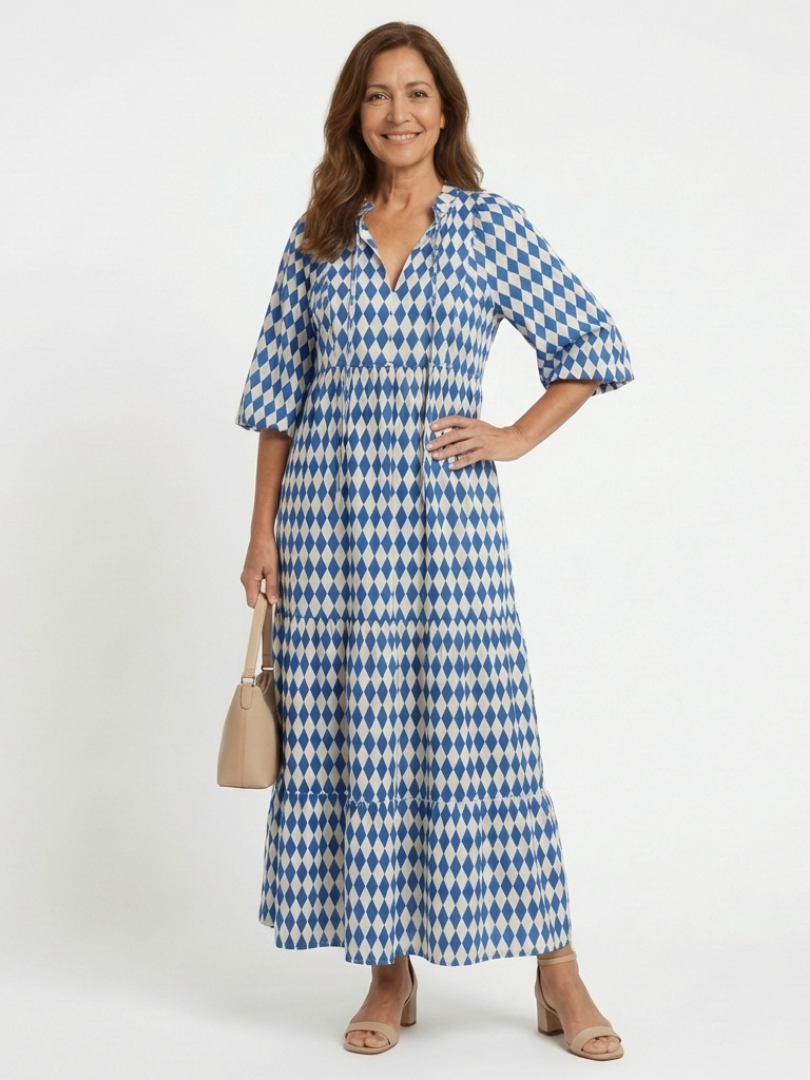Robe Midi à Imprimé Diamant Elodie