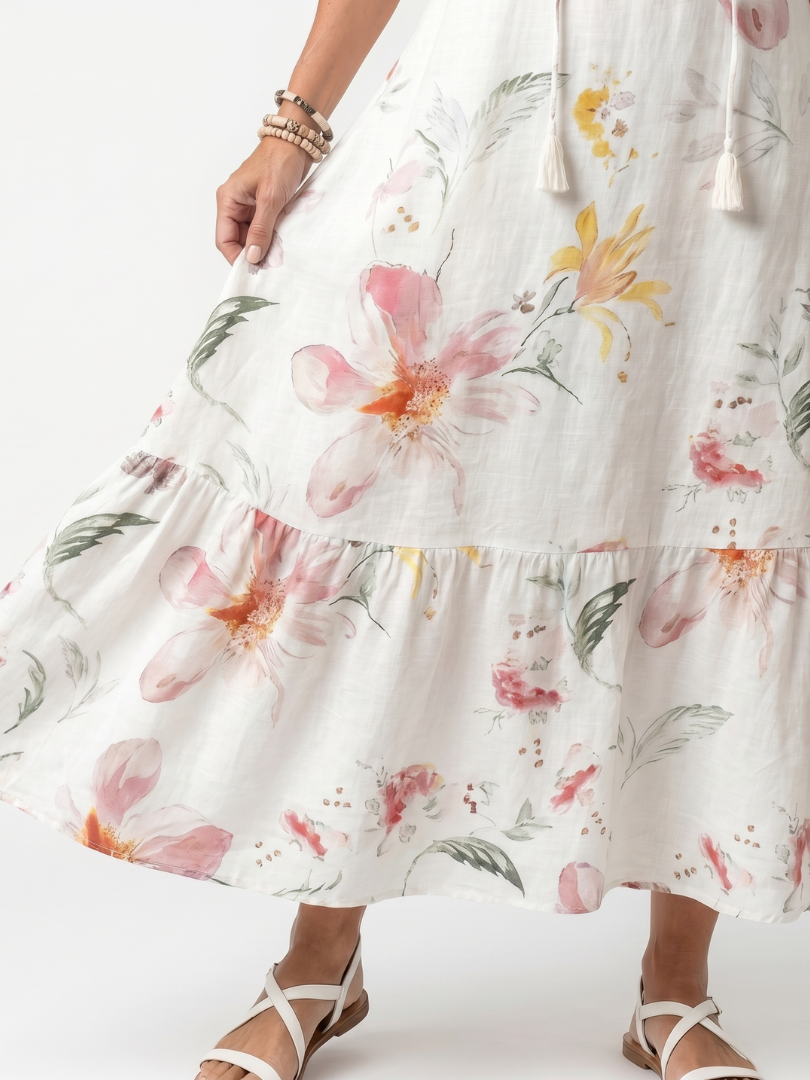 Robe Midi Fleurie à Volants Pauline
