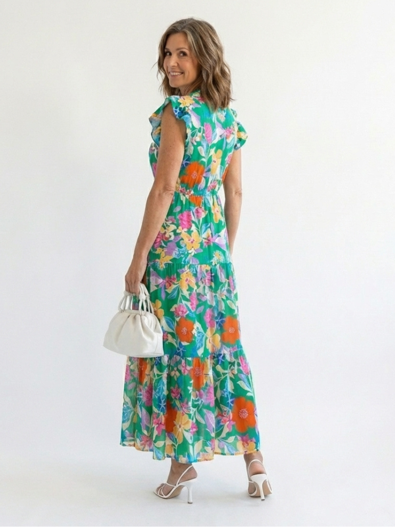 Robe Midi Évasée à Imprimé Floral Lila