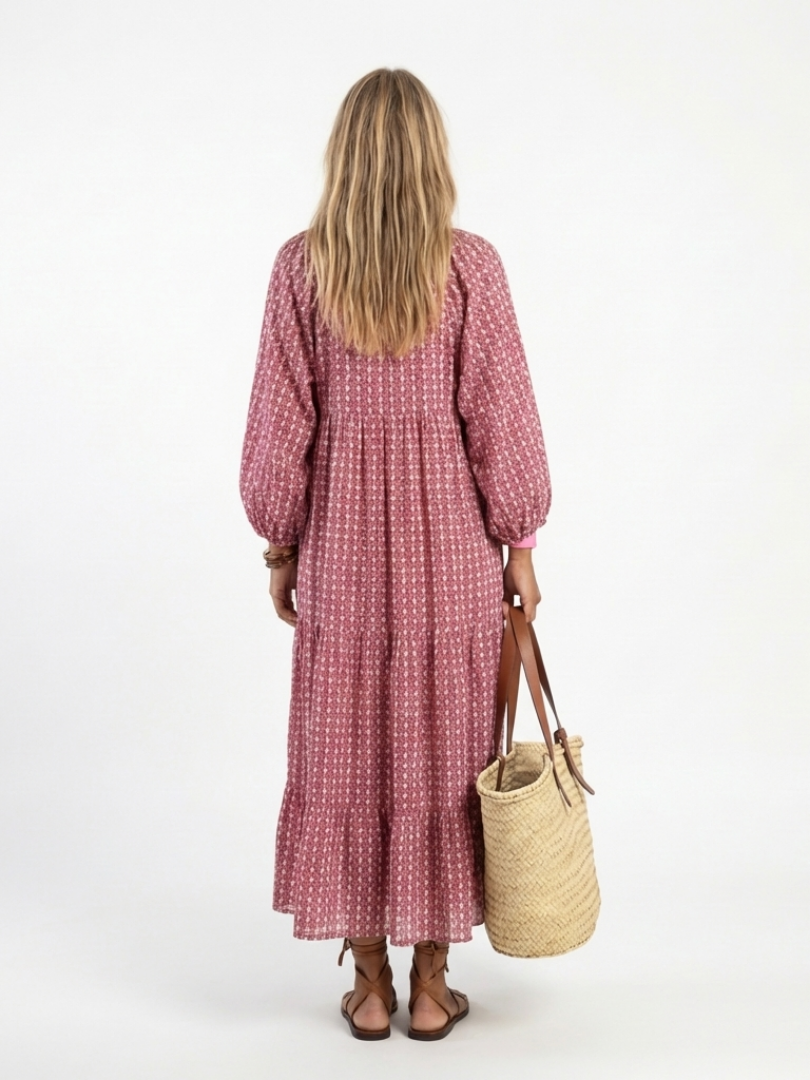Robe Midi Géométrique à Nouer Isabelle