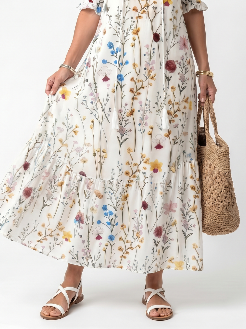 Robe Midi Bohème à Pompons Nathalie