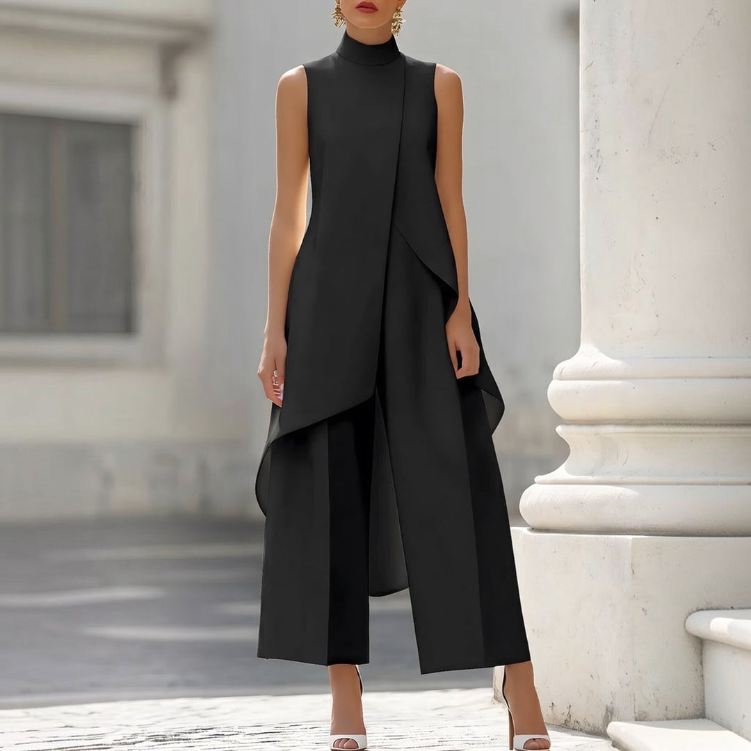 Valentina | Combinaison Chic à Col Montant et Haut Drapé