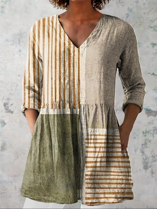 Blouse Longue Col V Imprimée Amélie