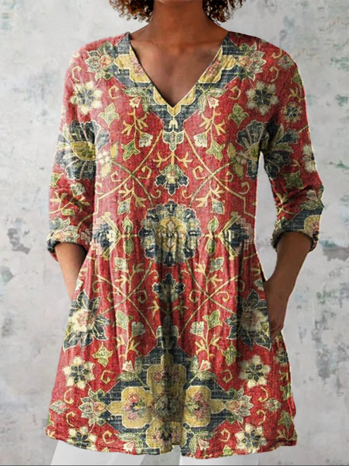 Blouse Longue Fluide Col V Élise