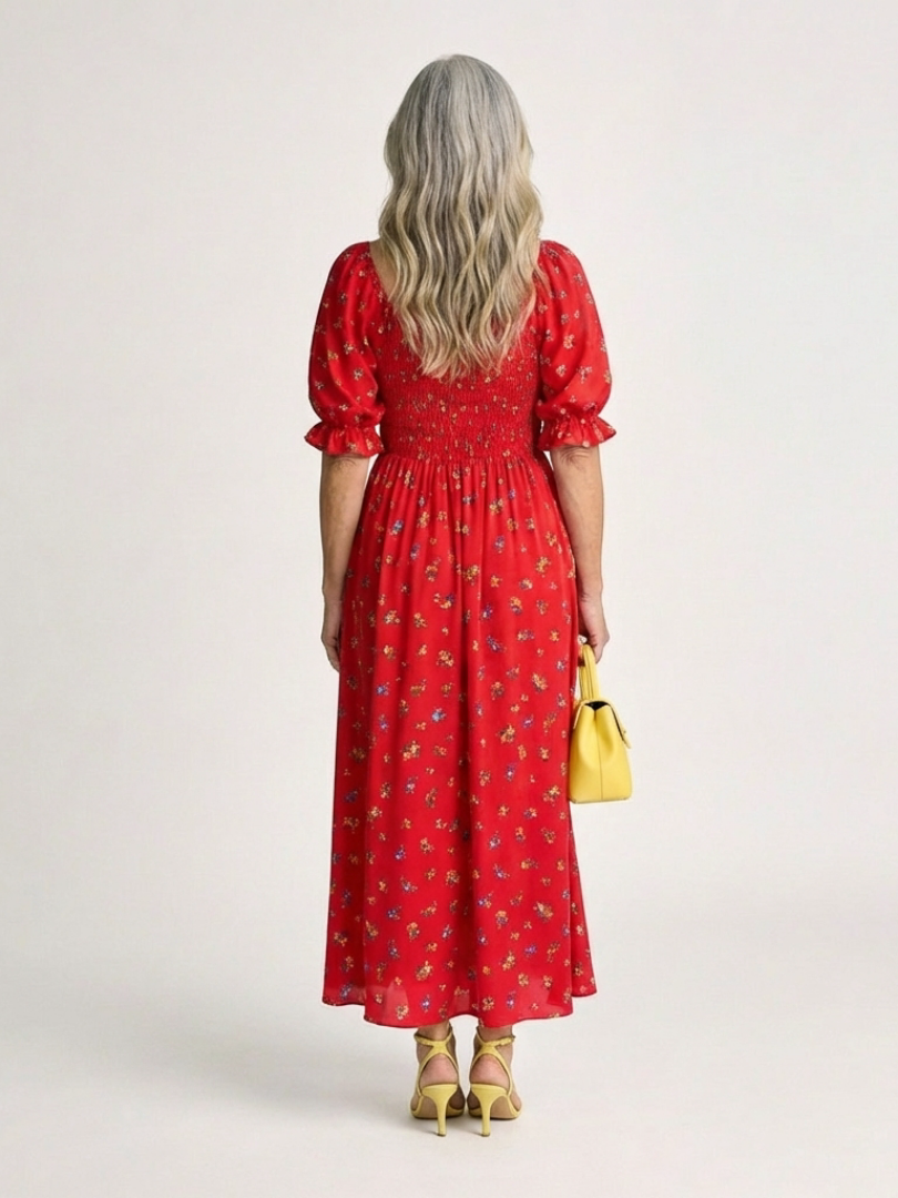 Claire Marceaux | Robe Midi à Manches Bouffantes Delphine
