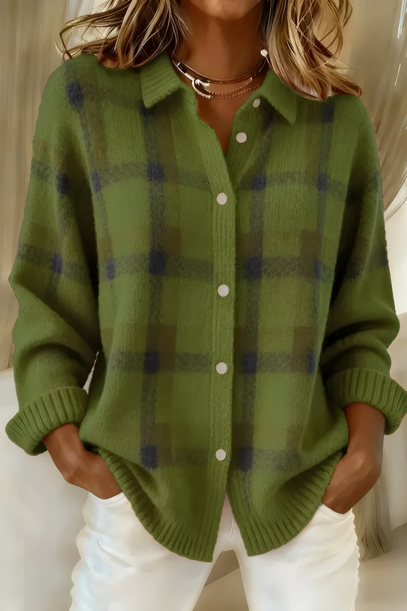 Camille - Gilet en Maille à Carreaux