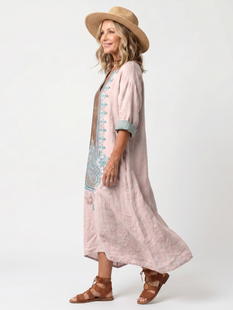 Robe Midi Brodée à Poches Mathilde