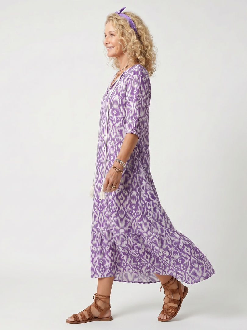Robe Midi Imprimée à Pompons Brigitte